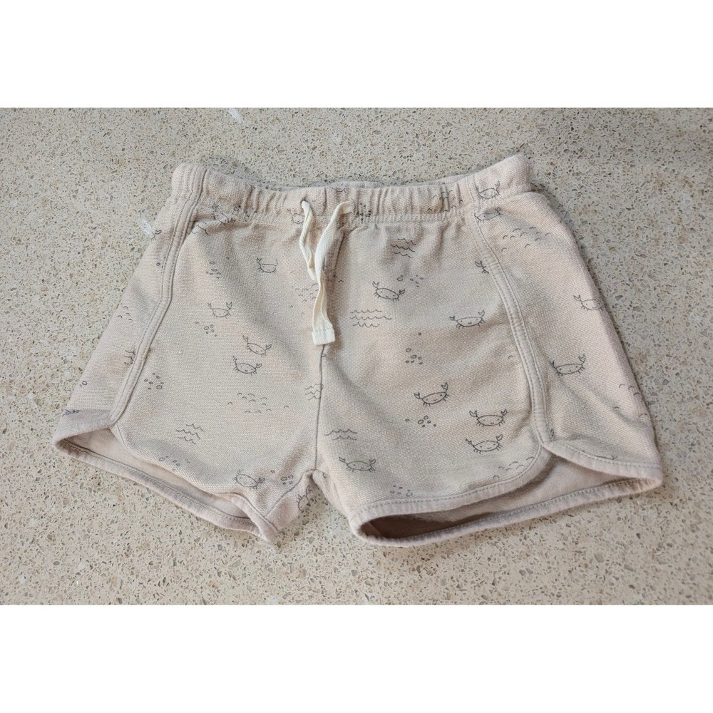 Rylee + Cru Toddler Shorts 6-7Y Beige Crab Print Drawstring Cotton - Picture 7 of 8